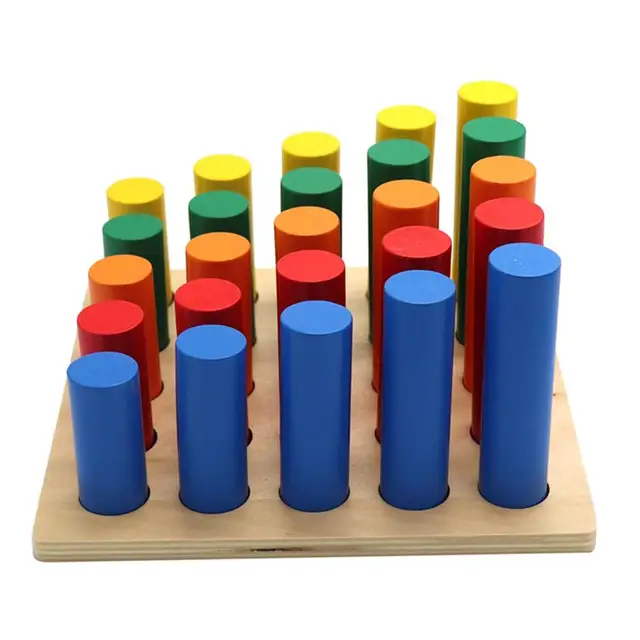 US $16.45 Wooden Cylinder Stepped Blocks Shape Pairing Matching Early Learning Educational Toy For Kids Child