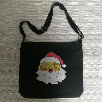 

Christmas Santa Claus Black Hand Bag Shoulder Bag Women Men Boys Girls Bag Shopper Tote Canvas Bag Gift