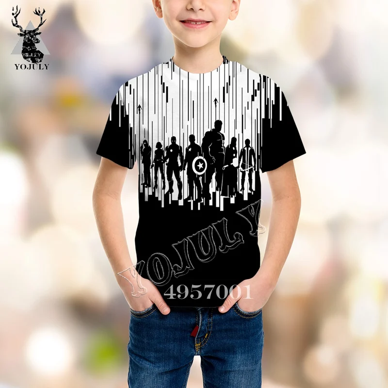 YOJULY/футболка с 3D принтом «мстители», супергерой Халк, «мстители» летняя детская модная Толстовка Детский топ с короткими рукавами для мальчиков, Y193 - Цвет: 16