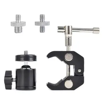 

Super Clamp Mount Articulated Ball Head 1/4inch-20 Thread Hole Head and 1/4inch to 5/8inch Convertion Screw