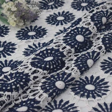 Темно-синие петли бутон шелковое кружево вышитая ткань для платья ткана Базен riche getzner tissu Африканский tissus telas для платья