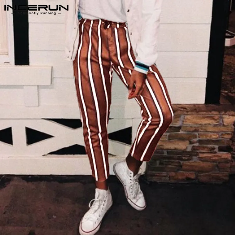 INCERUN Fashion Striped Pants Men Joggers Elastic Waist Casual Hip-hop Streetwear Straight Trousers Men Chic Fitness Pants 2020 INCERUN Fashion Striped Pants Men Joggers Elastic Waist Casual Hip-hop Streetwear Straight Trousers Men Chic Fitness Pants 2020