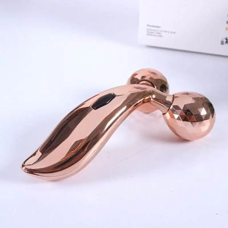 3D Face Roller Massage V Face Lift Facial Massager Body Facial Wrinkle Remover Anti Cellulite Slimmer Health Care Tool YC077 - Color: Gold