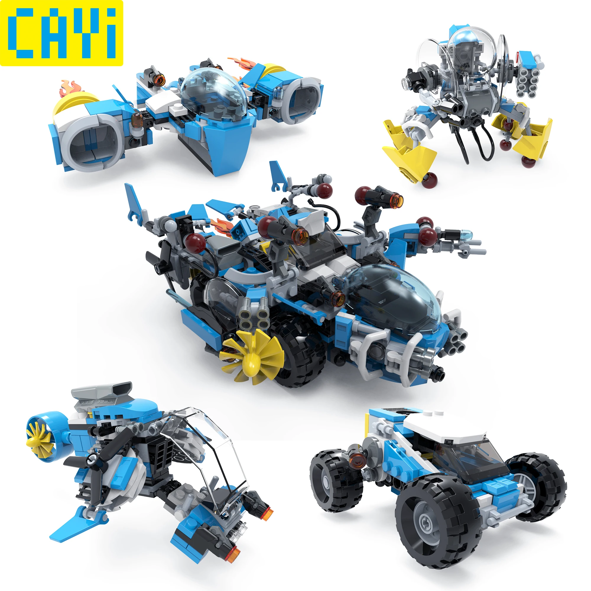 

CAYI 1531 Thunder City Police Series LegOING Boat Helicopter Vehicle Model Building Blocks Toy Kits Learning Gift for Children