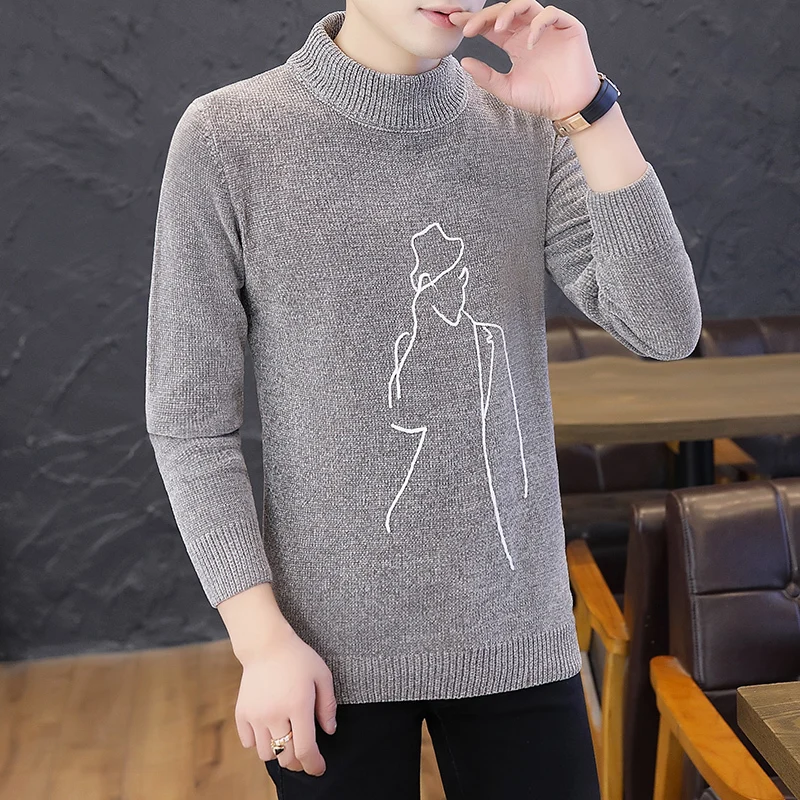 2019 autumn winter male sweater Korean version handsome student round neck knitted youth men's Cartoon clothing pullover Black 2019 autumn winter male sweater Korean version handsome student round neck knitted youth men's Cartoon clothing pullover Black