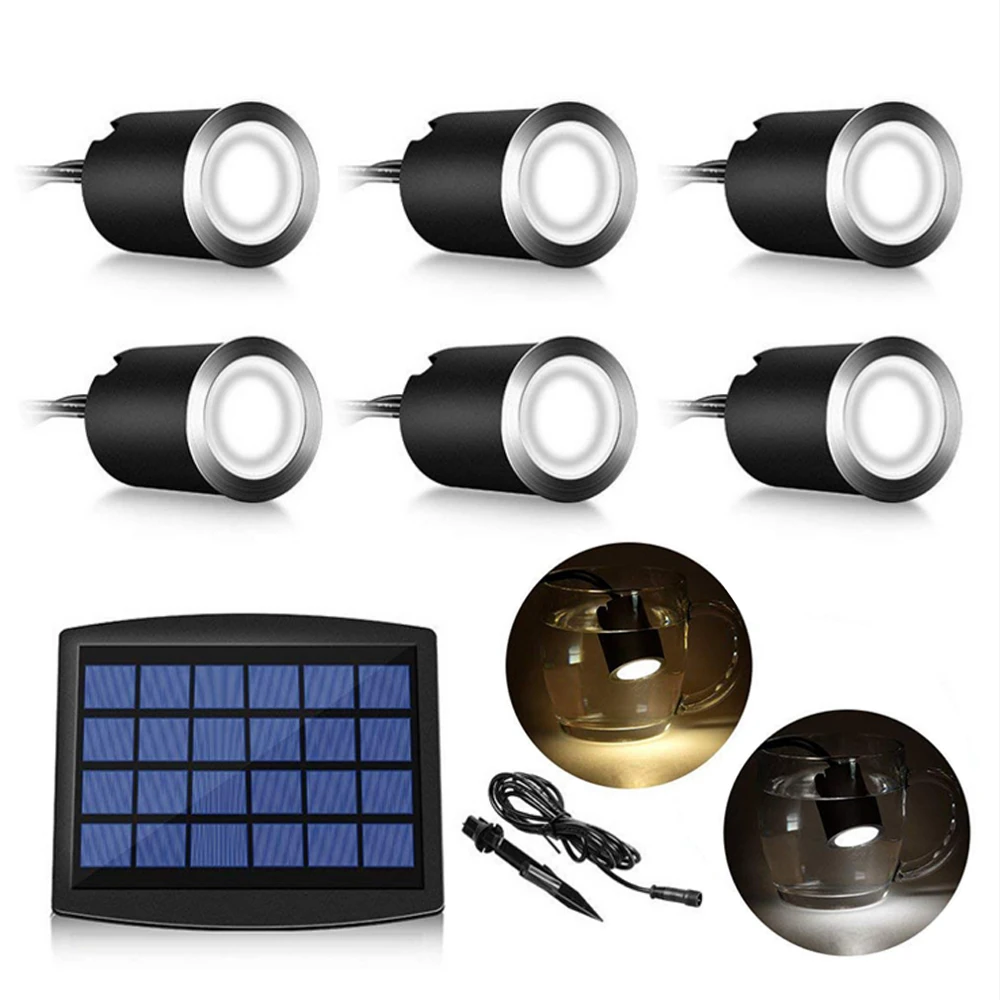 New Solar Deck Lights IP67 Waterproof Underground Lamp Decks LED Lights Ground  for Pathway Step Stair Lawn Garden Yard