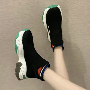

Dad Sneakers Wome 2020 High Top Socks Boots Causal Shoes Wmen Elastic Knit Casual Boots Shoes Platform Zapatos De Mujer