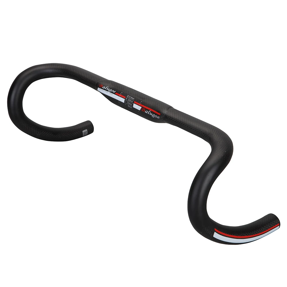 BALUGOE Newest 1 pc Carbon Fiber Road Bike Handlebar Matt black curved grooves Drop Handle Bars 3K Matt 31.8*380/400/420/440mm