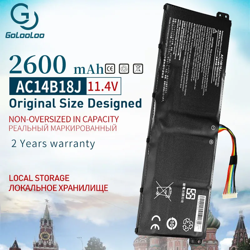 Golooloo AC14B18J New Laptop Battery for Acer Aspire ES1-511 ES1-512 V3-111P CB3-531 311 TravelMate B115 B116 MS2394 AC14B13J | Компьютеры