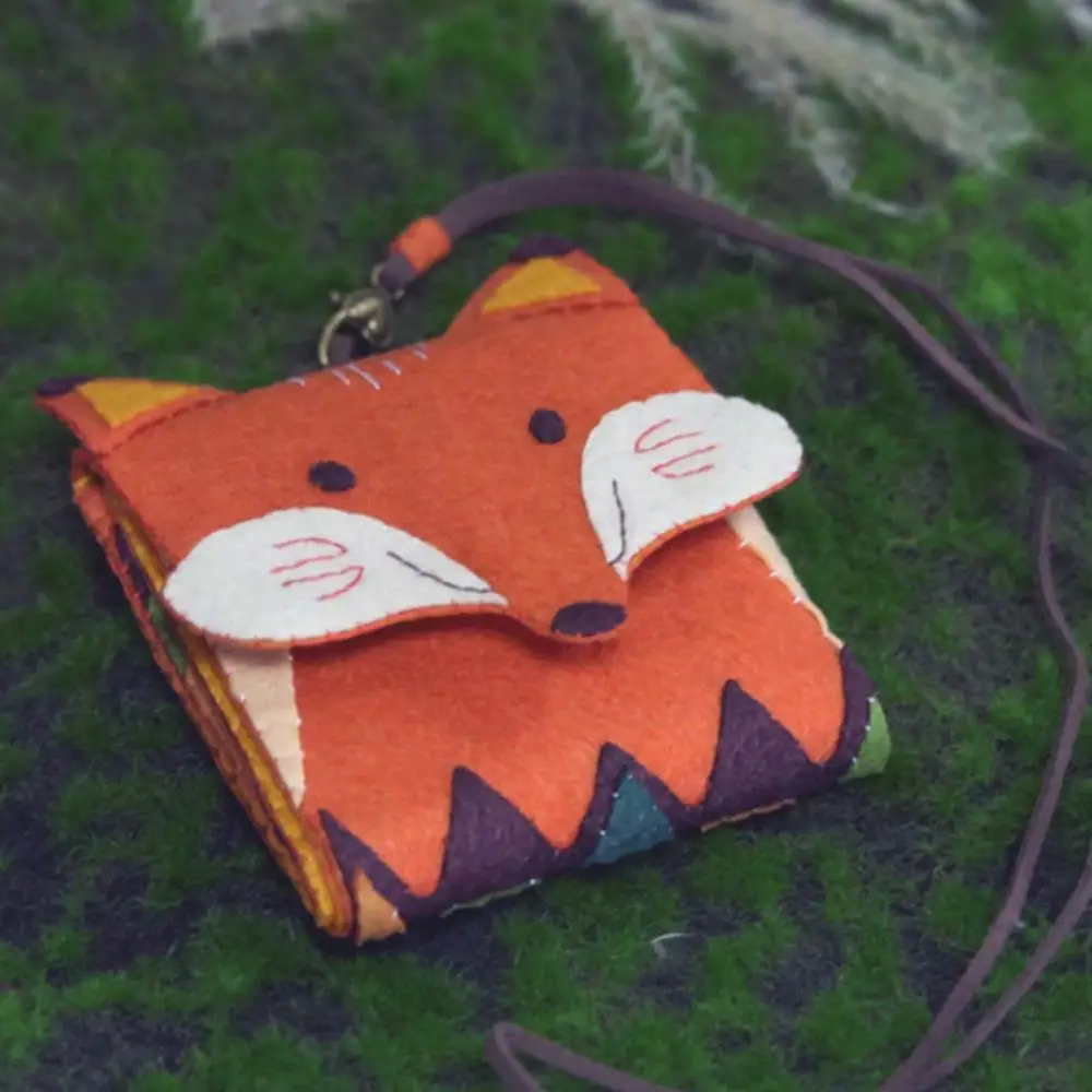 

DIY Lovely Plants Animals Pattern Felt Decoration Key Bag Non-Woven Hand-Made Crafts Kit Coin Purse Album