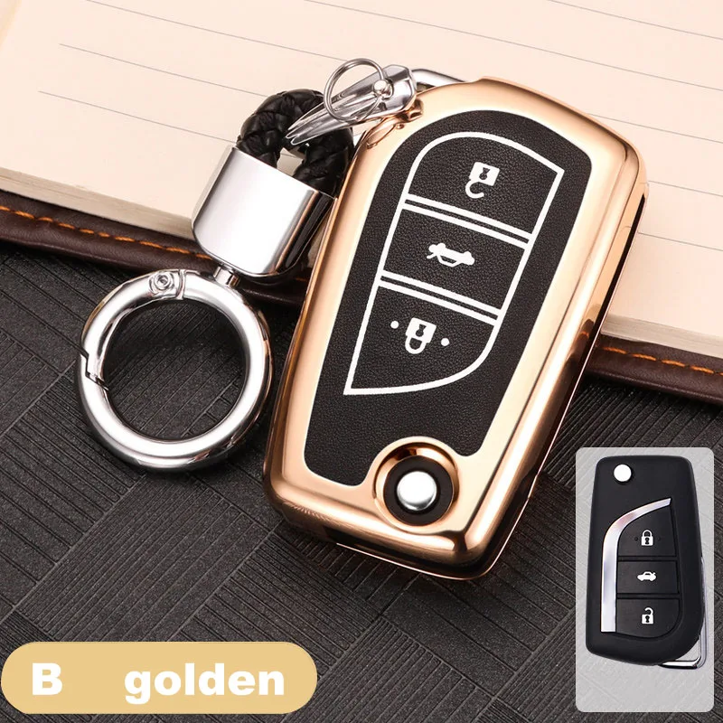 B Gold Цинковый сплав+ светящийся чехол для ключа автомобиля для Toyota Camry Land Cruiser 200 Prado Prius, Crown Avensis Auris Corolla Vitz RAV4 Hilux - Название цвета: B Gold