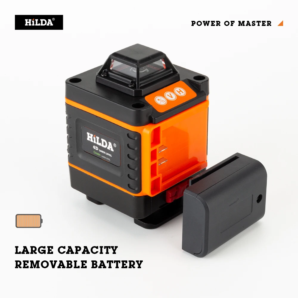 HILDA Laser Level 16 Lines 4D cross line 1/2 battery Green laser level self-leveling level laser horizon vertical measure