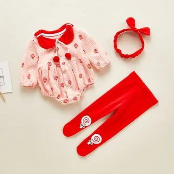 

Baby Girls Spring Clothes Set Print Kids Clothing Bodysuits+Leggings+Headband Princess Girl Newborn Girls Outfits 0-24M