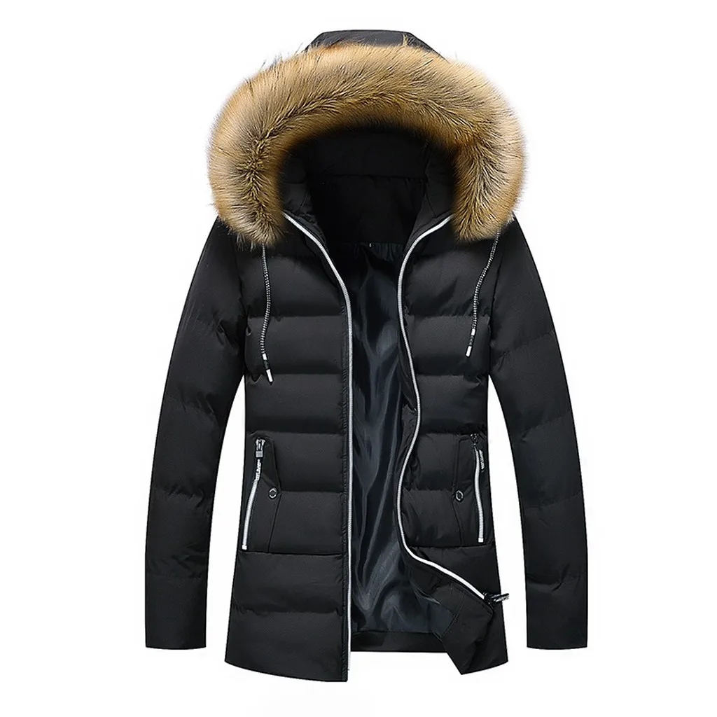 Зимнее Мужское пальто средней длины, чистый цвет, утолщенная толстовка с капюшоном, хлопковая стеганая куртка, пальто, doudoune homme hiver# y15
