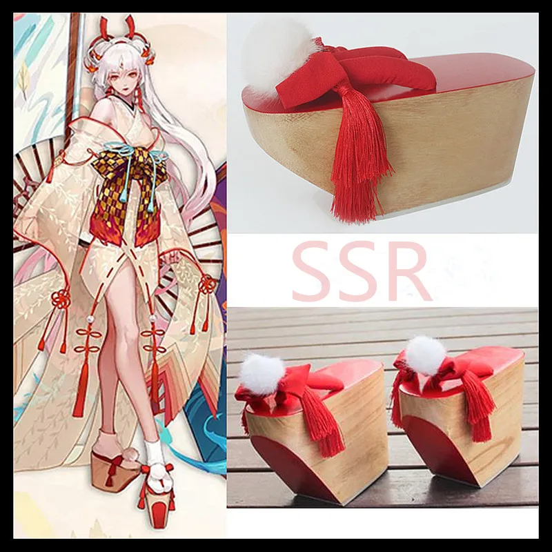 Косплей Onmyoji Shiranuhi Костюмы для косплея Японские клоги на деревянной подошве