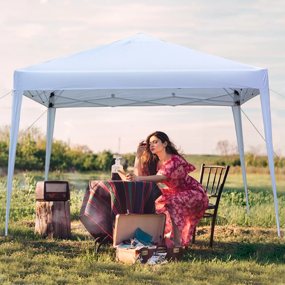 

3 x 3m Two Doors & Two Windows Practical Waterproof Right-Angle Folding Tent White Outdoor Canopy Party Event Wedding Tent