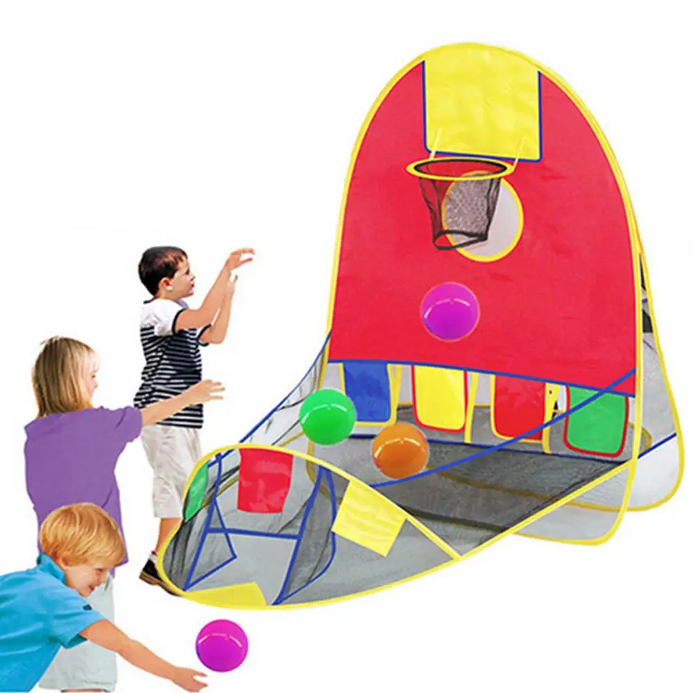 Finest  Foldable Pop Up Sports Basketball Shooting Tent Play House With 4 Ocean Balls for Kids Indoor Outdo