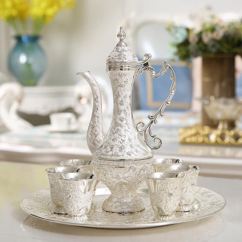 

Palace Wine Set Vodka Liquor Wine Set Zinc Alloy Antique Creative European Style Wedding Hotel Living Room Decoration Bar Sets