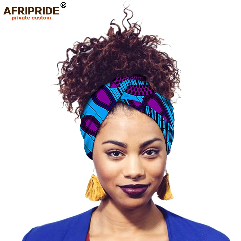 Африканский Анкара принт головные уборы для женщин AFRIPRIDE bazin richi 200 см* 12 см Женская повязка на голову из хлопка Повседневный модный стиль A18H001 - Цвет: 550J