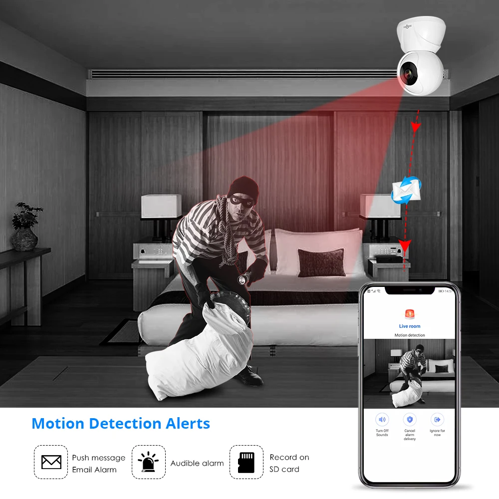 Умная камера Hiseeu FH3C 1080P Wi Fi угол обзора 360 градусов ночное видение радионяня