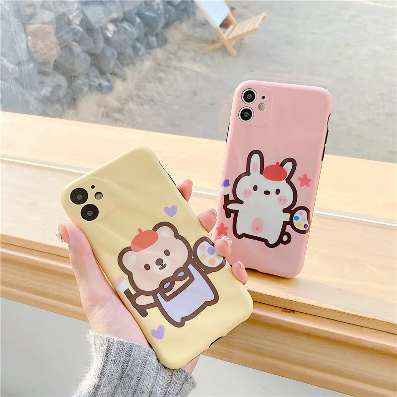 Чехол для iPhone Xs Max с мультипликационным милым медведем Кроликом скраб новинка 11Pro