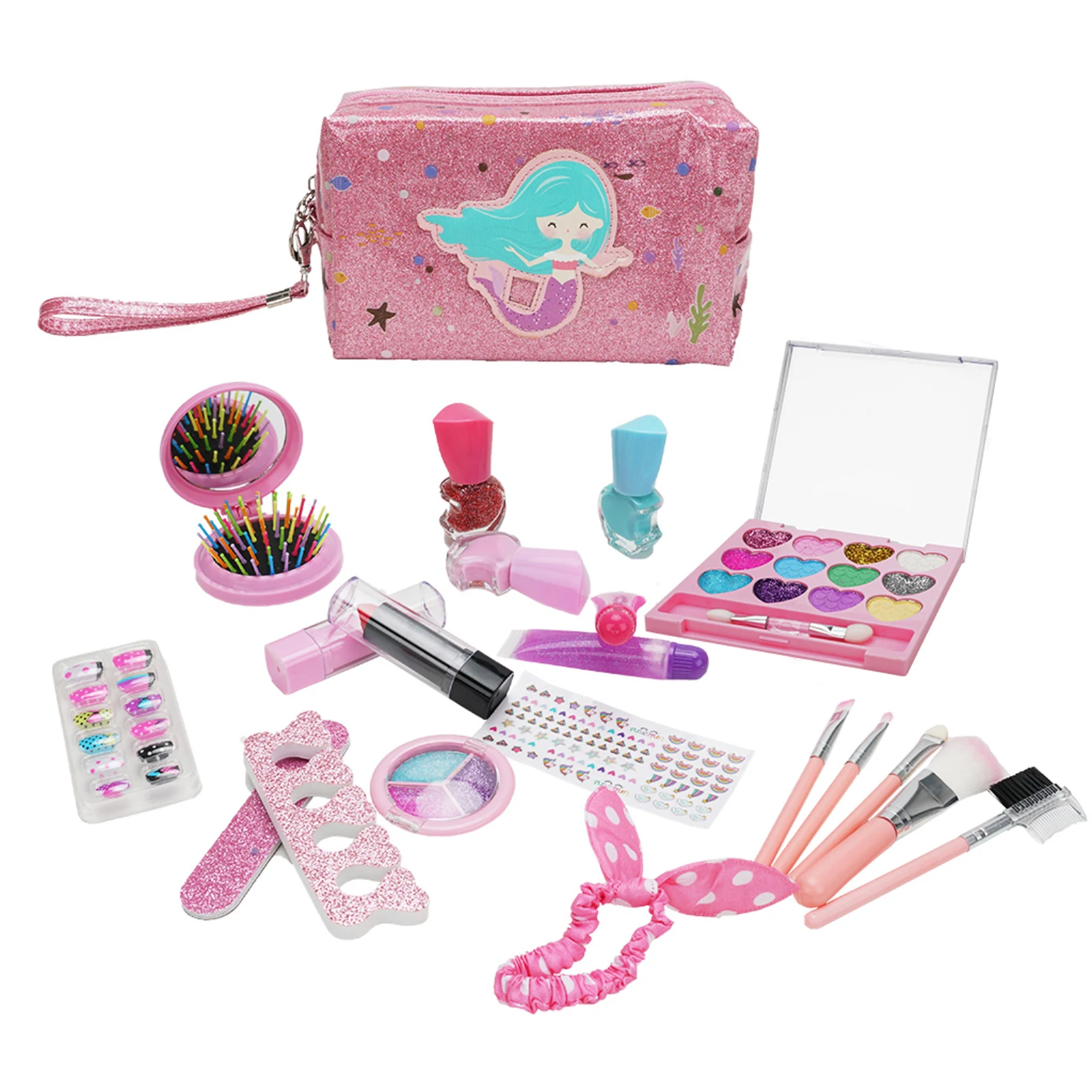 Conjunto de maquillaje lavable para niños, juguete de teatro seguro y lavable, W50, Mini caja de belleza cosmética Real
