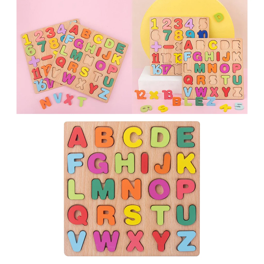 Montessori Wooden Blocks Puzzle Board Set Educational Toys ABC Alphabet Letter Preschool Montessori Wooden Toy Kids Gift 3