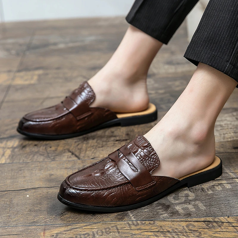 Registratie engineering compileren Mens Half Shoes Leather Slide | Men Half Shoes Slippers | Fashion Half Shoes  Men - Shoes - Aliexpress