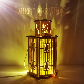 

Wooden Handmade DIY Decorative Lamp Christmas Lights LED Night Light Holiday Decor Party DIY Decoration Home Light DIY Lantern