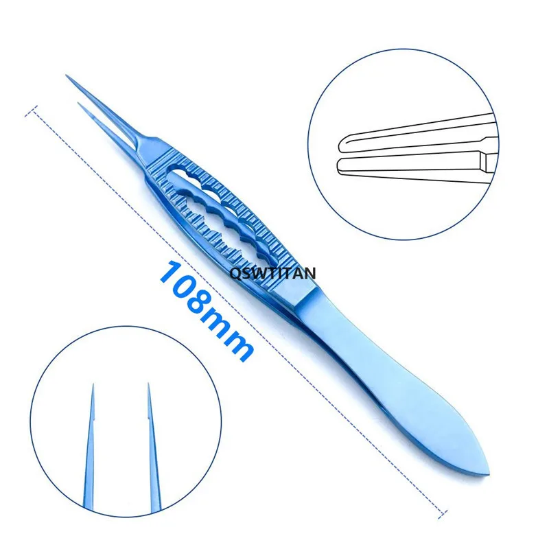 New Titanium Mcpherson Tying Forcep standard Tweezers ophthalmic surgical instrument Angled/ straight shafts 108mm long