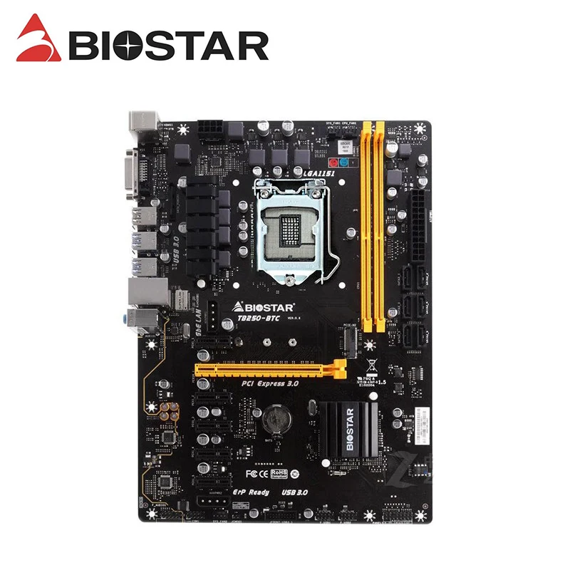 BIOSTAR TB250-BTC Motherboards 6PCIE B250 LGA 1151 DDR4 ATX BTC Mining Motherboard Used (alternative H81 BTC PRO TB85 H81) best motherboard for home pc