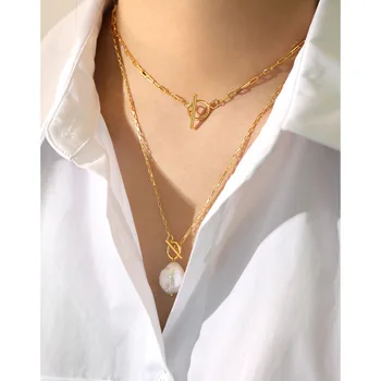 

37CM 1PC Real. 925 Sterling silver White/ Gold Rolo Chain clavicle Short choker necklace Toggle Pendant Fine Jewelry TLX971