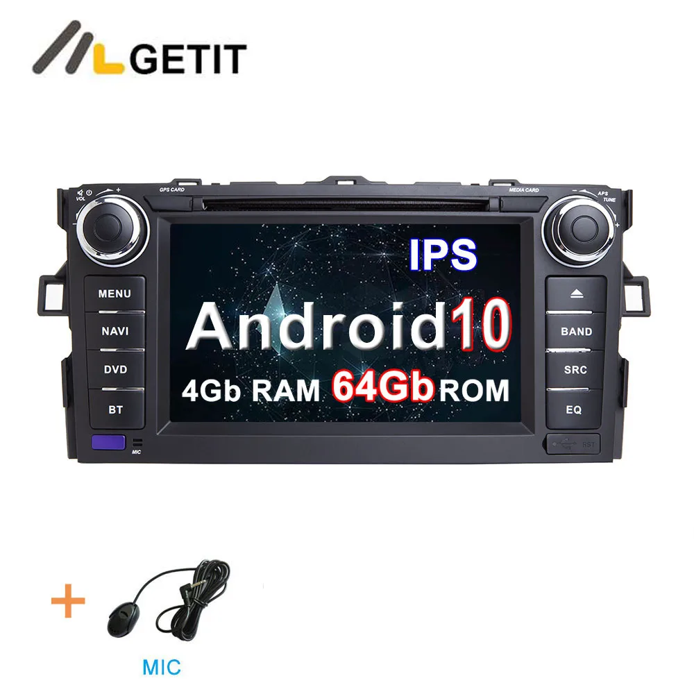 Android 10,0 Автомобильный DVD радио плеер стерео Gps для Toyota Auris(2008-2012) автомобильная навигация - Цвет: 4G-RAM 64G-ROM