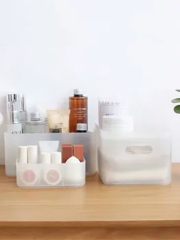 

Cosmetic Storage Box 2020 Useful Fashion Plastic With a Lid Simple Style Ins Style Durable Lipstick Mask White Pink Blue