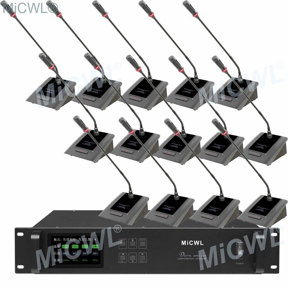 

MiCWL A10M Series 16 Gooseneck Desktop Digital Wireless Audio Conference Microphone System 1 President 15 Delegate High-end Mics