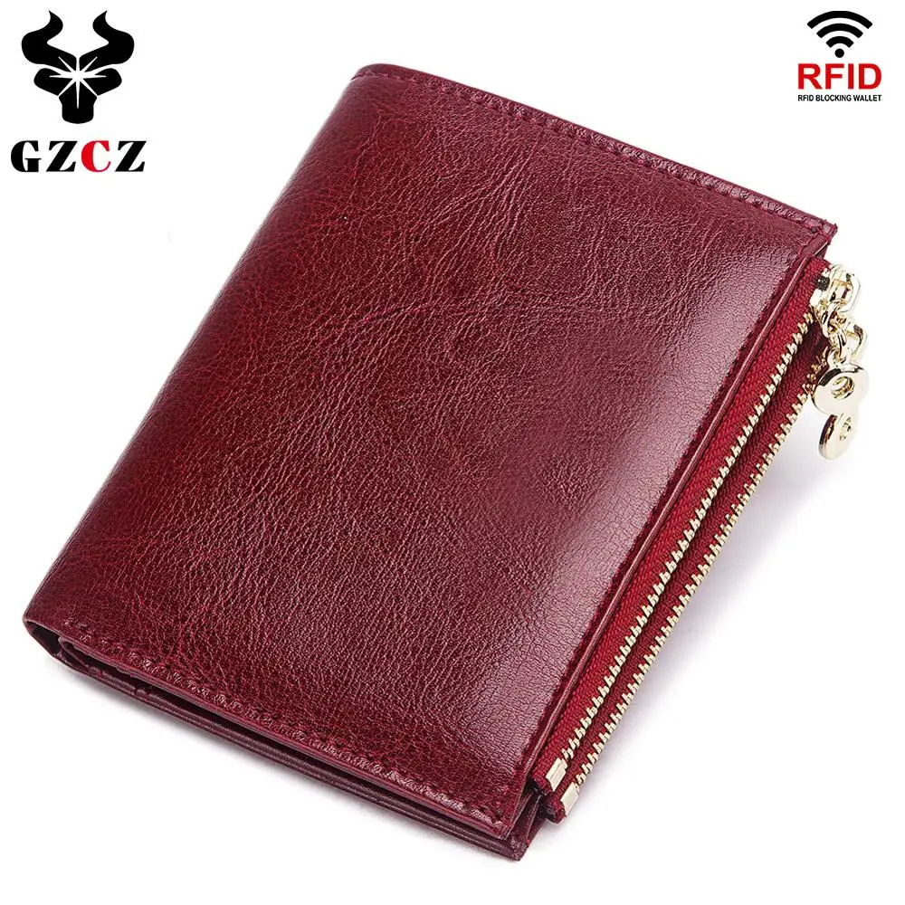 GZCZ Мини Женский кошелек из натуральной кожи модные короткие кошельки Rfid