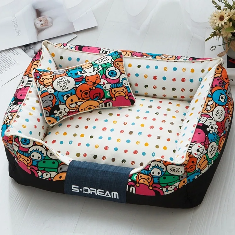 

Dogs Bed for Small Dog 2020 Winter New Graffiti Printed Dog House for Large Dogs Removable & Washable Dog Sofa for Puppy