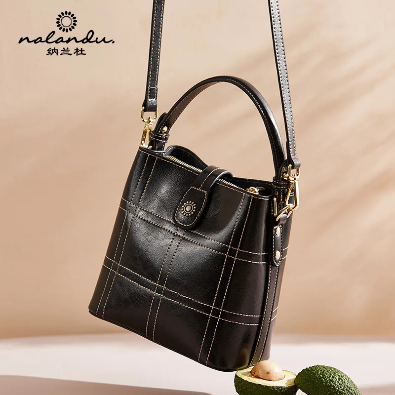 

Nalan Du Oil Wax Cowhide Handbag Women's 2019 New Style Autumn And Winter Retro Leather Handbag WOMEN'S Shoulder Bag Women's