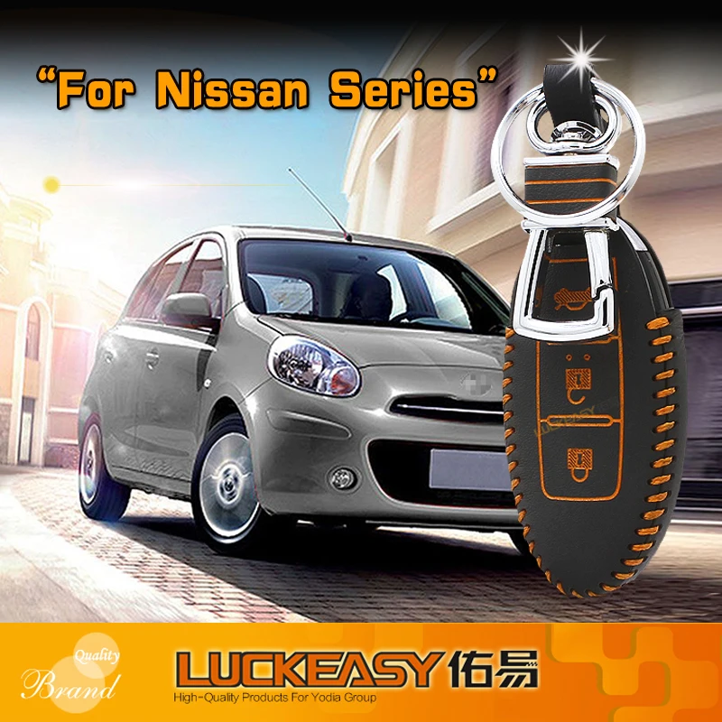 Luckeasy для nissan 3 qashqai кнопки натуральная кожа Ключи сумка/чехол кошелек держатель дистанционного ключа крышка key2a