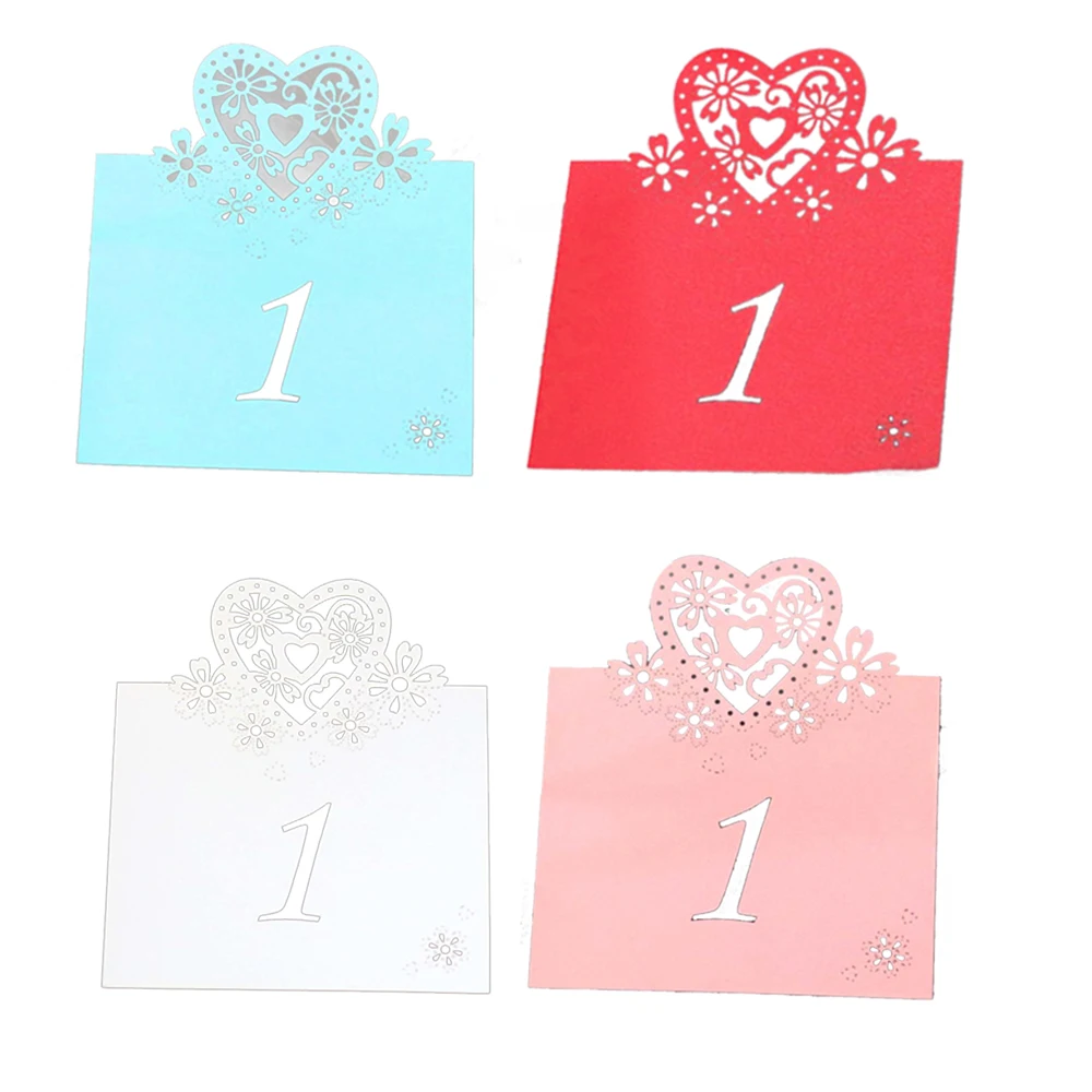  20pcs/set 6 Colors Number 1-20 Love Heart Table Number Sign For Wedding Invitation Card Table Decor - 4000071401370