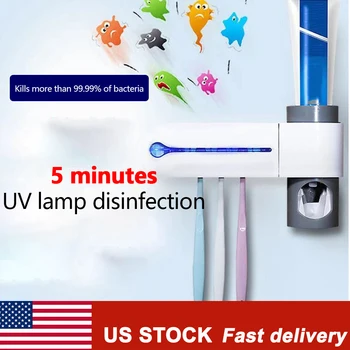 

2 In 1 UV Light Ultraviolet Toothbrush Sterilizer Automatic Toothpaste Dispenser Toothbrush Holder Home Support Dropshipping