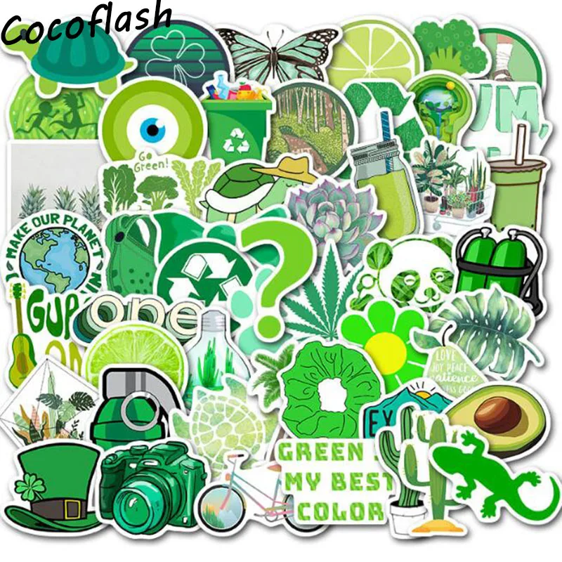 50PCS Stickers Green Environmental Protection Waterproof Vsco Girl Stickers For Car Laptop PC Phone Suitcase Luggage Toy Sticker