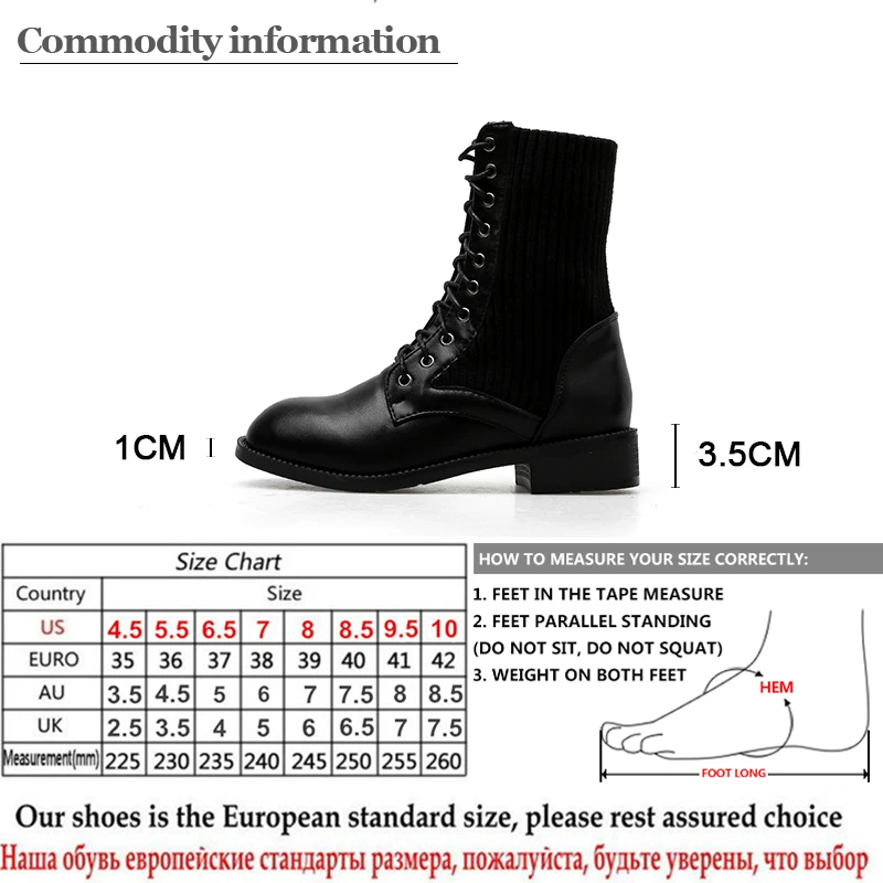 Gdgydh/ г. Женские ботинки до середины икры мотоциклетные ботинки в британском стиле с круглым носком женские короткие ботинки на шнуровке, на квадратном каблуке, черного цвета, в готическом стиле