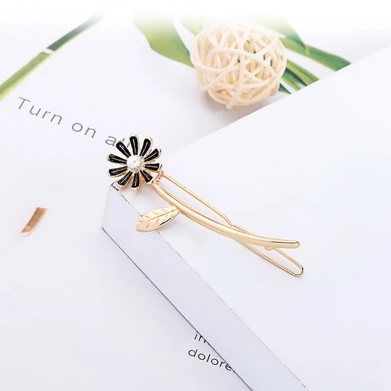 F.J4Z Hot Fashion Hair Clips for Women Designer Enamel Eye Flower Hairgrips Ins Girls Hair Jewelry Accessories Palillos del pelo - Окраска металла: No.7  1black