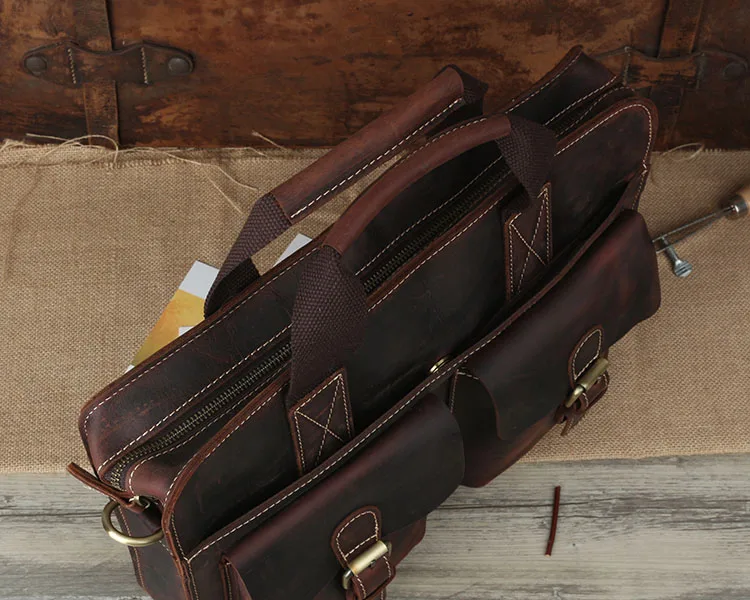 Специальное предложение ручной работы Crazy Horse кожаный винтажный портфель 1" Сумка для ноутбука ретро натуральная кожа мужские сумки