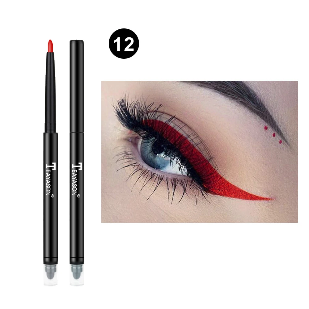 12 цветная подводка для глаз карандаш набор водостойкий макияж для глаз стойкий не цветущий карандаш для глаз штамп Водонепроницаемый Жидкий подводка для глаз Коричневый TSLM1 - Цвет: 12 Big-red