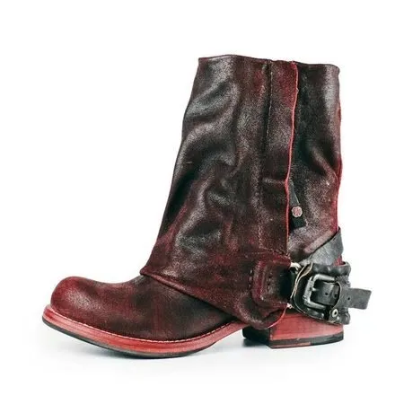 Женские ботинки до середины икры; chaussure boots; винтажные теплые ботинки-гладиаторы из искусственной кожи на среднем каблуке без застежки; zapatos mujer sapato; H793 - Цвет: rd brown