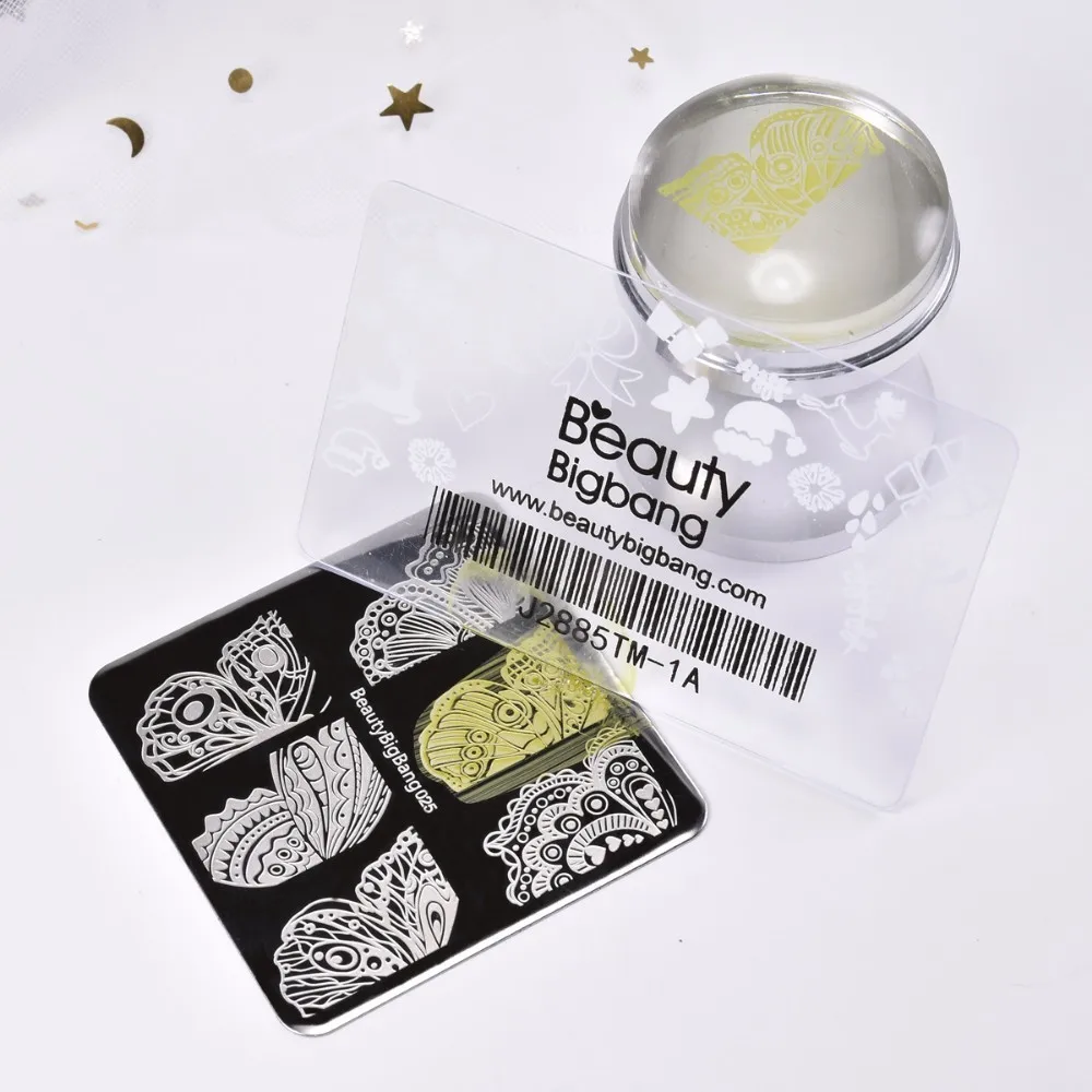 

BeautyBigBang 5 Pcs Nail Stamping Plate Stamper Scraper Nail Art Polish Stamp Plastic DIY Nail Art Template Manicure Nail Tools