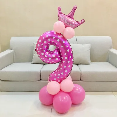 20 штук, розовые, синие фольгированные воздушные шары для малышей 0, 1, 2, 3, 4, 5, 6, 7, 8, 9 лет, праздничные украшения для детей
