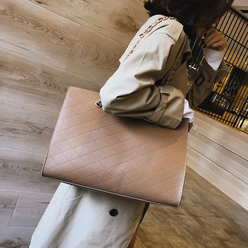 

2018 Autumn And Winter New Style Graceful Different Size Bags Korean-style Rhombus Bag with Chain Crossbody Bag Big Bag Shopping